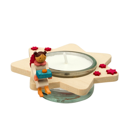 Teelichtstern mit Engel (4 Variante)