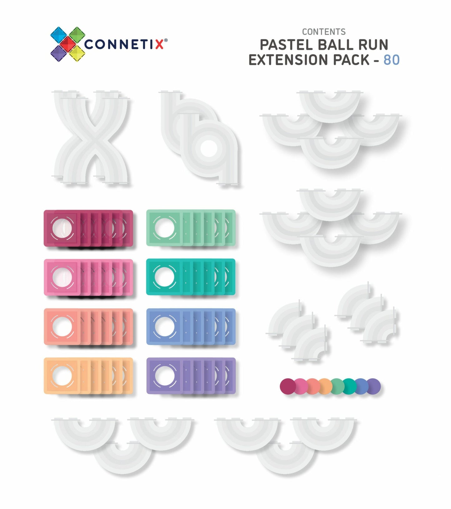 Connetix Tiles PASTEL Ball Run Expansion 80 Teile