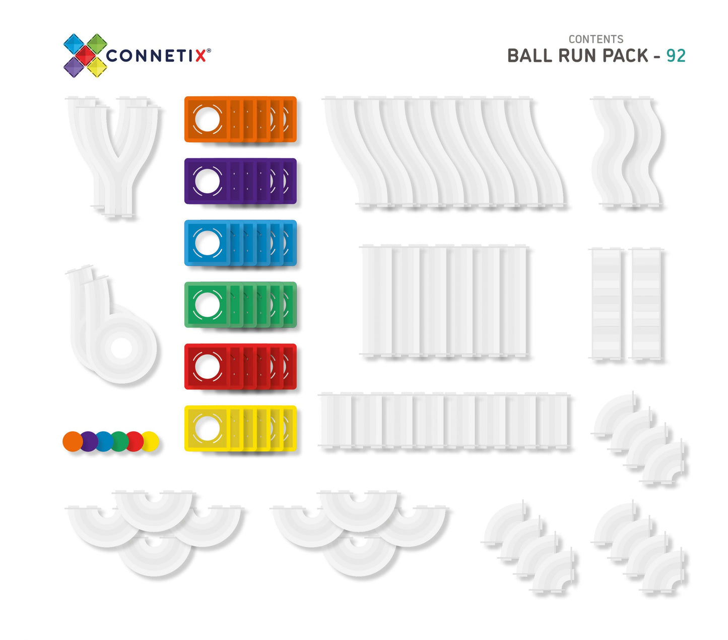 Connetix Tiles RAINBOW BALL RUN PACK 92 Teile