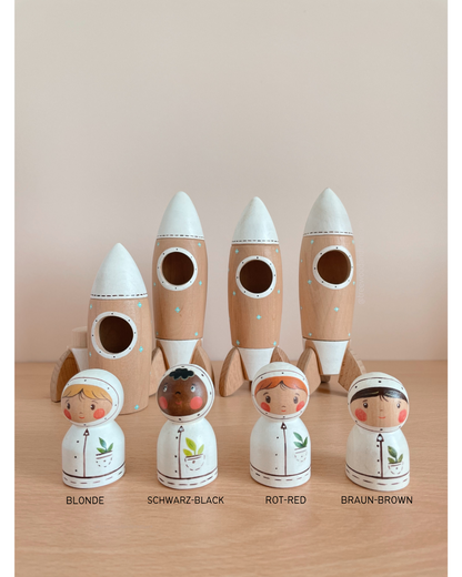 Wooden Rocket with Astronaut